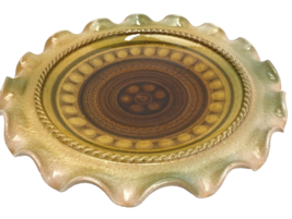 Vintage Studio Art Pottery Ruffled Rim Plate/Shallow Bowl Signed - $259.91 MXN