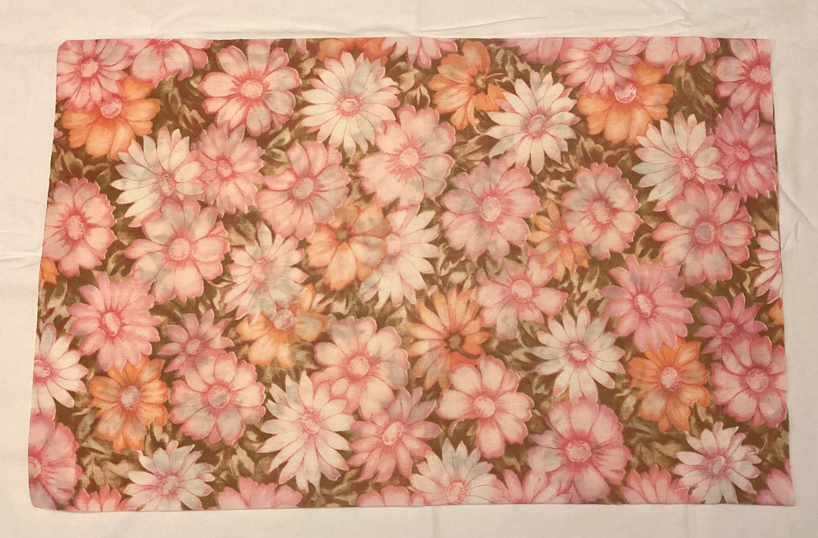 Vintage Cannon Monticello Aloha Pink floral pillowcase pillow case flowers 1960s - $10.00