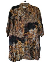 Carribean Mens Hawaiian Button Down Lightweight Shirt XL Brown Multicolo... - $221.84 MXN