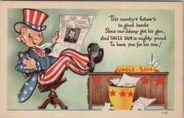 Uncle Sam Newspaper Mighty Proud Johnny WWII Recruiting Propaganda Postcard U11 - £24.31 GBP