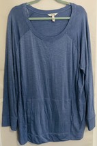 Soma Chico&#39;s Blue Slub Terry Knit Lounge Tunic Top Size XL Long Sleeve Stretchy - £14.02 GBP