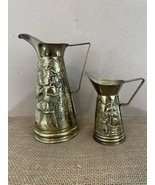 Set of 2 Vintage Embossed Brass Old England Tavern Pub Plant Water Can P... - £30.36 GBP