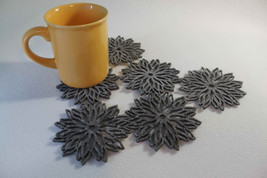 Grey and Mix Colour Coaster Flames Aster Flower  Set of 6 Pieces Laser Cut - £7.22 GBP