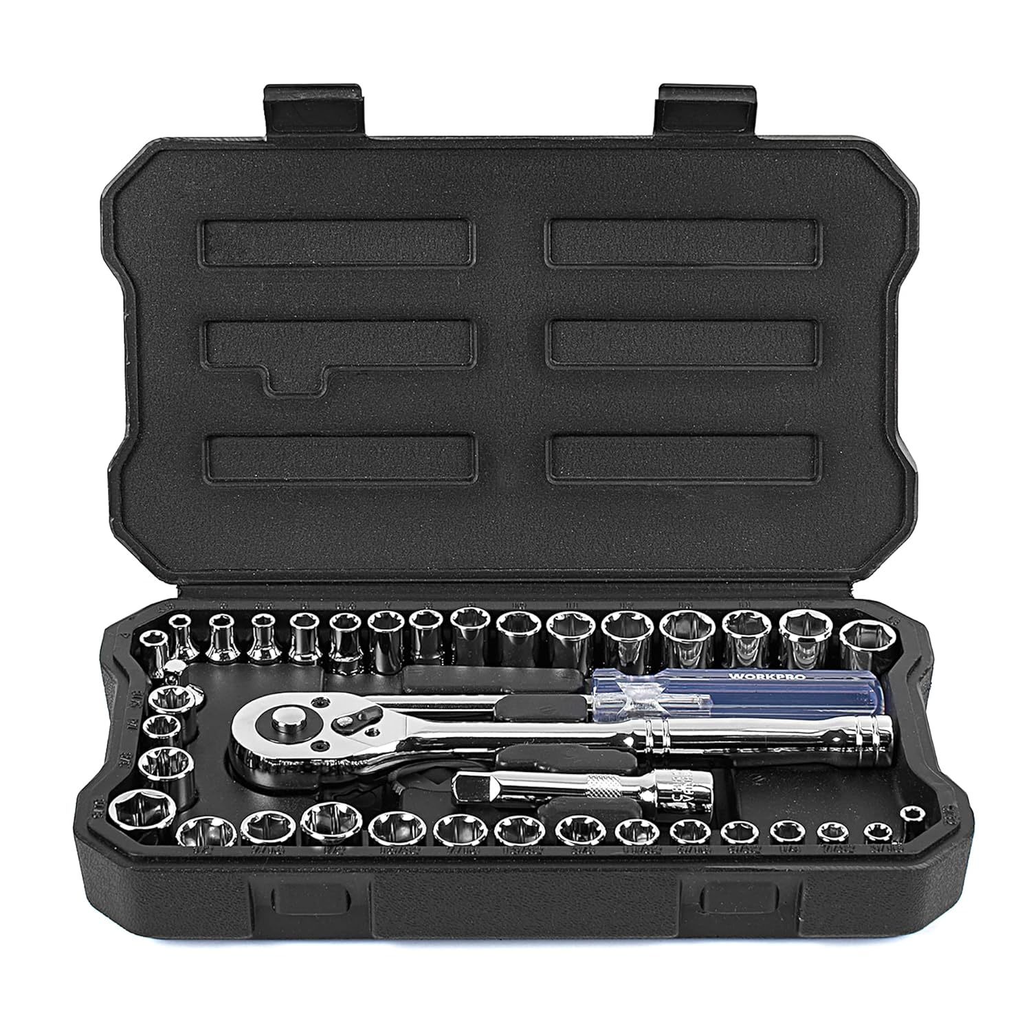 Primary image for WORKPRO 39-Piece Drive Socket Wrench Set, 1/4-Inch & 3/8-Inch Small Sockets Set,