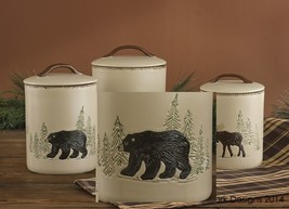 Rustic Retreat Canister Set ( Set Of 3) Lodge Cabin Bear Moose By Park Designs - £97.15 GBP