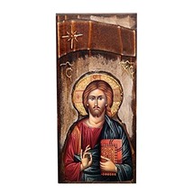 Handmade Greek Christian Orthodox Wood Icon of Jesus Christ / N18L - £22.12 GBP