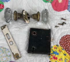 Antique Vintage Glass Door Knobs W/ Post lock mechanism, NO Key - $35.00