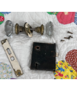 Antique Vintage Glass Door Knobs W/ Post lock mechanism, NO Key - $49.22 CAD