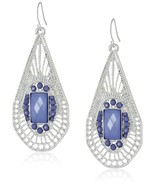 Filigree Opaque Stones on Shiny Silver and Lavender Teardrops Earrings  - $17.64 CAD