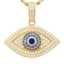 2Ct Round Cut Lab-Created Sapphire Evil Eye Charm Pendant 14k Yellow Gold Plated - £166.17 GBP