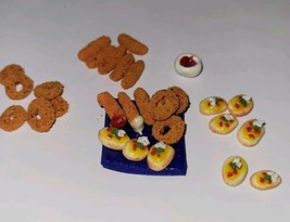 Dollhouse Appetizer Set #2 Mozzarella Sticks Onion Rings Potato Skins Snack - £7.43 GBP