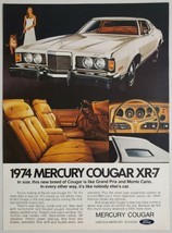 1973 Print Ad The 1974 Mercury Cougar XR7 Lady with Cougar on a Leash - $13.48