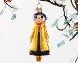 Coraline Doll Glass Ornament Christmas Holiday Yellow Raincoat Button Ey... - $79.99