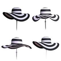 Women&#39;s Summer Beach Hat Wide Brim Cap Large Sun Straw Floppy Folding Hat NEW - £21.57 GBP