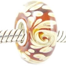 925 stamped Sterling Silver Core Murano Glass Bead fits most Euro Bracelets - £20.29 GBP