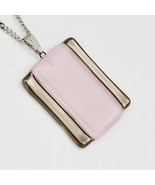 Necklace - pendant handmade painted light violet with platinum, rectangle - $23.90