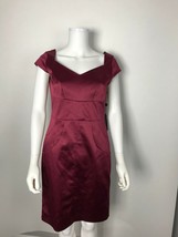 Adrianna Papell Womens Multi Seam Satin Dress Garnet Red Holiday Cocktail NWT 6 - £40.86 GBP