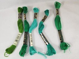 DMC Embroidery Cotton Thread Floss Skeins Lot of 5 Greens - £3.19 GBP