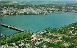 Aerial View Postcard West Palm Beach and Palm Beach Florida Postmarked 1963 - £11.65 GBP