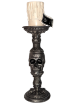 Martha Stewart Gothic Skull Pillar LED Light Candle Holder LARGE 16&quot; Halloween - £25.20 GBP