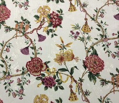 Edgar Fabrics San Michele Beige Paula Cie Jacquard Floral Vine By Yd 55&quot;W - £6.25 GBP