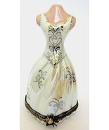 French  Limoge Porcelain Box-Mannequin in MOP Floral Lace Gown,Rose Clasp - $2,916.60 MXN