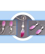 925 Sterling Silver Pink Agate &amp; Pearl Gemstone Handmade Earring Party W... - $63.87