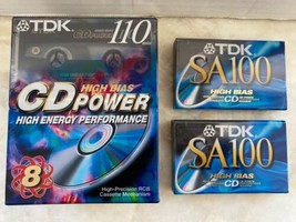 TDK 110 Min High Bias Cassette Pack of 8 CD Power High Energy Performance Plus 2 - £37.61 GBP