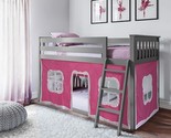 Low Bunk Bed, Twin-Over-Twin Bed Frame For Kids With Curtains For Bottom... - $870.99