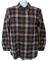 Carhartt Men&#39;s Brown Plaid Long Sleeve Orginal Fit Cotton Flannel Shirt ... - $29.65