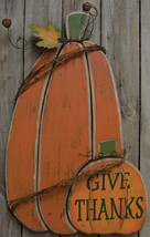 Wood Primitive Sign GJHF6780 - Give Thanks Pumpkins  - £21.88 GBP