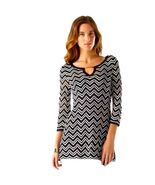 WHBM Chevron Stripes Tunic Navy White Sweater Blouse Dress Knit, Size M - $22.33