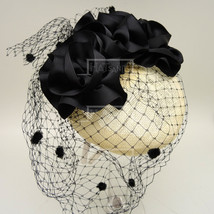 Elegant x Wedding Ladies Mini Beret Cocktail Ascot Hat with Veil for Bridal Chur - £24.03 GBP