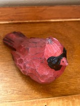 Faux Carved Wood Red Resin Cardinal Bird Figurine – 3.5 inches high x 2.75 x  - £9.00 GBP