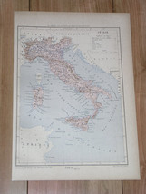 1887 Original Antique Map Of Italy / Sicily - $23.28