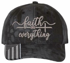 Faith over Everything Embroidered Adjustable Hat Typhoon Camo 112 Faith Jesus - £19.97 GBP