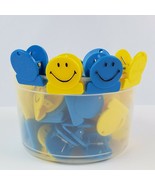 Lot 10 Blue &amp; Yellow Smiley Face Clips Chips Pretzel Bags Paper Notes - £6.21 GBP