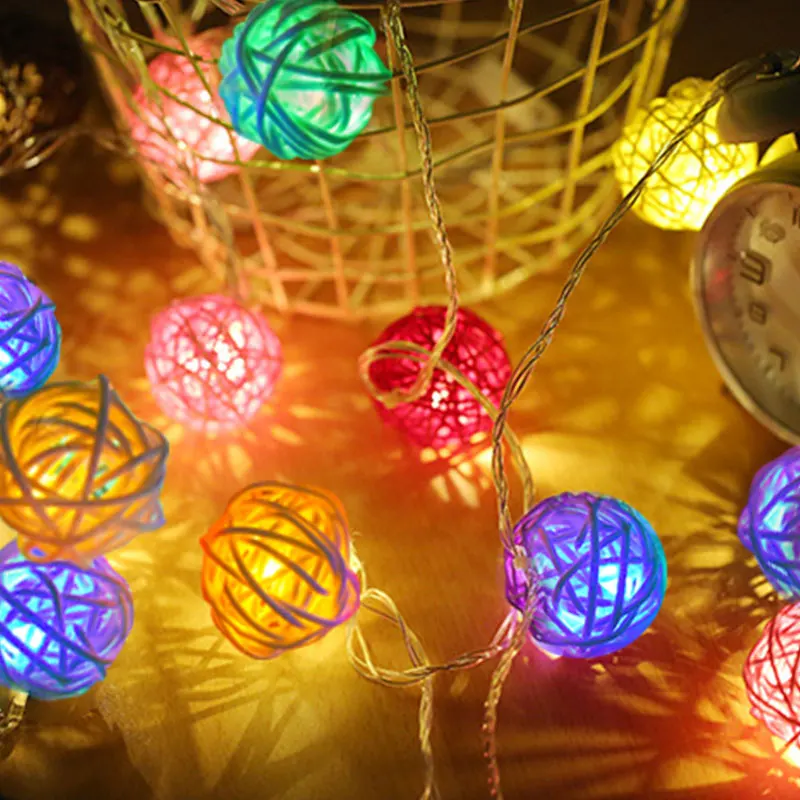 2.5M 5M 40 Christmas LED String Lights Rattan Ball Gars Holiday Wedding Party De - £126.15 GBP