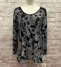 In Bloom by Jonquil Womens XL Pajama Top Black Paisley Lace Pullover Stretch NEW - £17.24 GBP