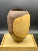 Large Black Walnut Woodturned Vase Finger Lakes Wood Handmade USA and op... - £123.85 GBP