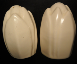 Tulip Salt and Pepper Shaker Set Bright White Porcelain with Cork Stoppers - $8.99