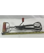 Vintage Retro Egg Beater Red Wood Handle Hand Crank Drill Mixer USA - $8.66