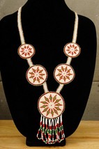 Pow Wow Jewelry Native American Ceremonial Seed Bead Star Medallion Necklace - £75.63 GBP