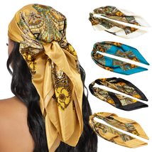 HBselect 4PCS Head Scarf for Women 35” Head Scarves Silk Like Satin Neck Scarfs  - £15.78 GBP
