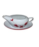 Mikasa Pure Red Floral Porcelain Gravy Boat with Underplate SL 134 Portu... - £54.36 GBP