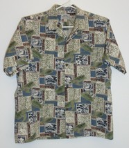 Royal Creations Hawaiian Tiki Tropical Men Short Sleeve Green Blue Shirt XL - £27.07 GBP