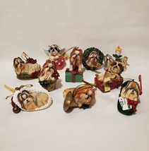 Lot Of 11 Danbury Mint Shih Tzu Dog Christmas Ornaments In Box - £116.28 GBP