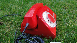 Vintage Soviet Poland RWT Telkom Elektrim Aster Rotary Dial Phone Red Co... - $49.43