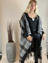 VENTI 6 Italy Cape Coat Plaid Fringe Edge Size- OS Multicolor - $39.58
