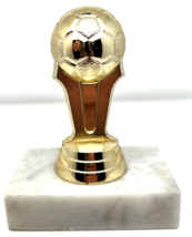 Vtg Solid Marble Base 2&quot;x3&quot; Soccer Trophy Made In Italy - $4.74